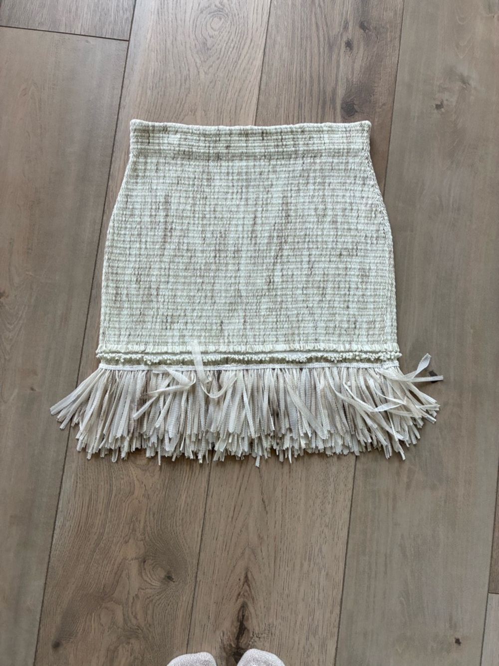 Club Monaco Cream Fringe Mini Skirt